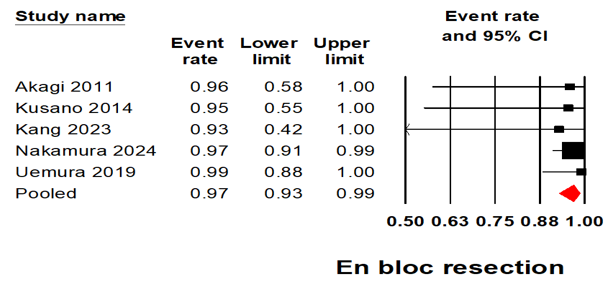 En-bloc resection rate (both 0.4% and 0.6% Na Alginate).