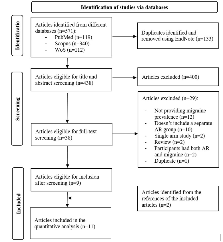 PRISMA flowchart for the database searching and screening process.