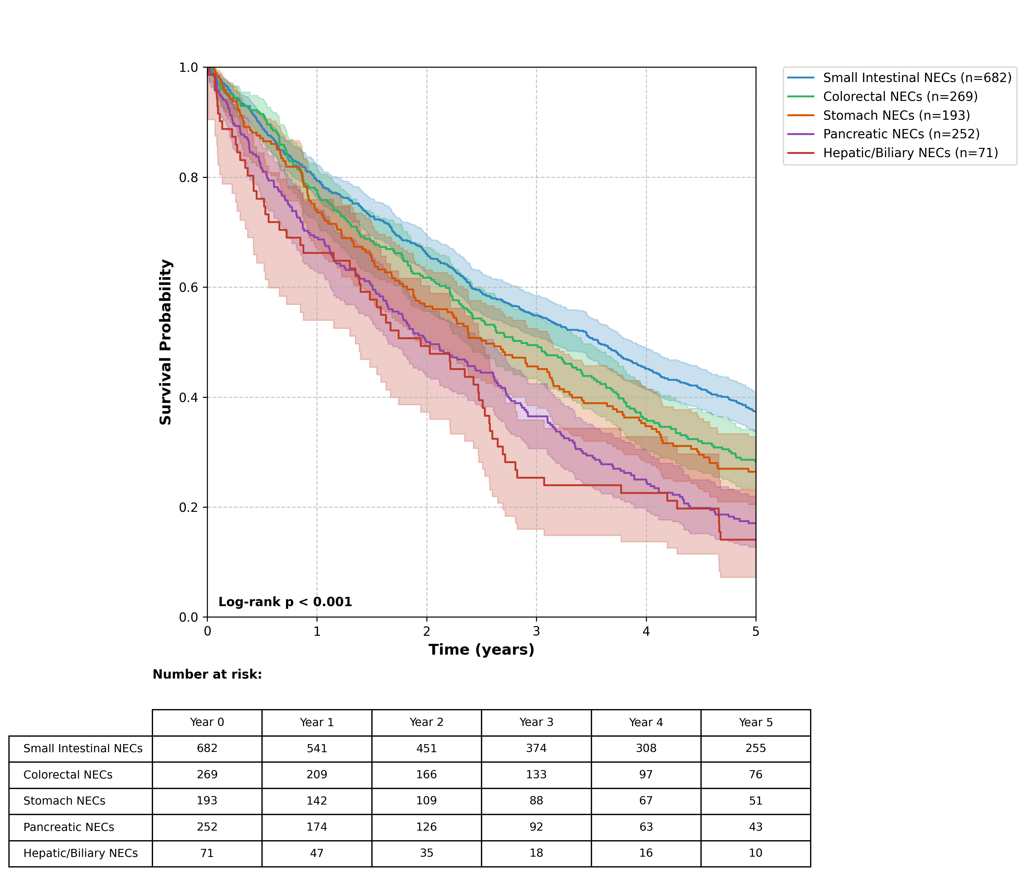 Cox-Hazard Survival Curve By Anatomical Site.