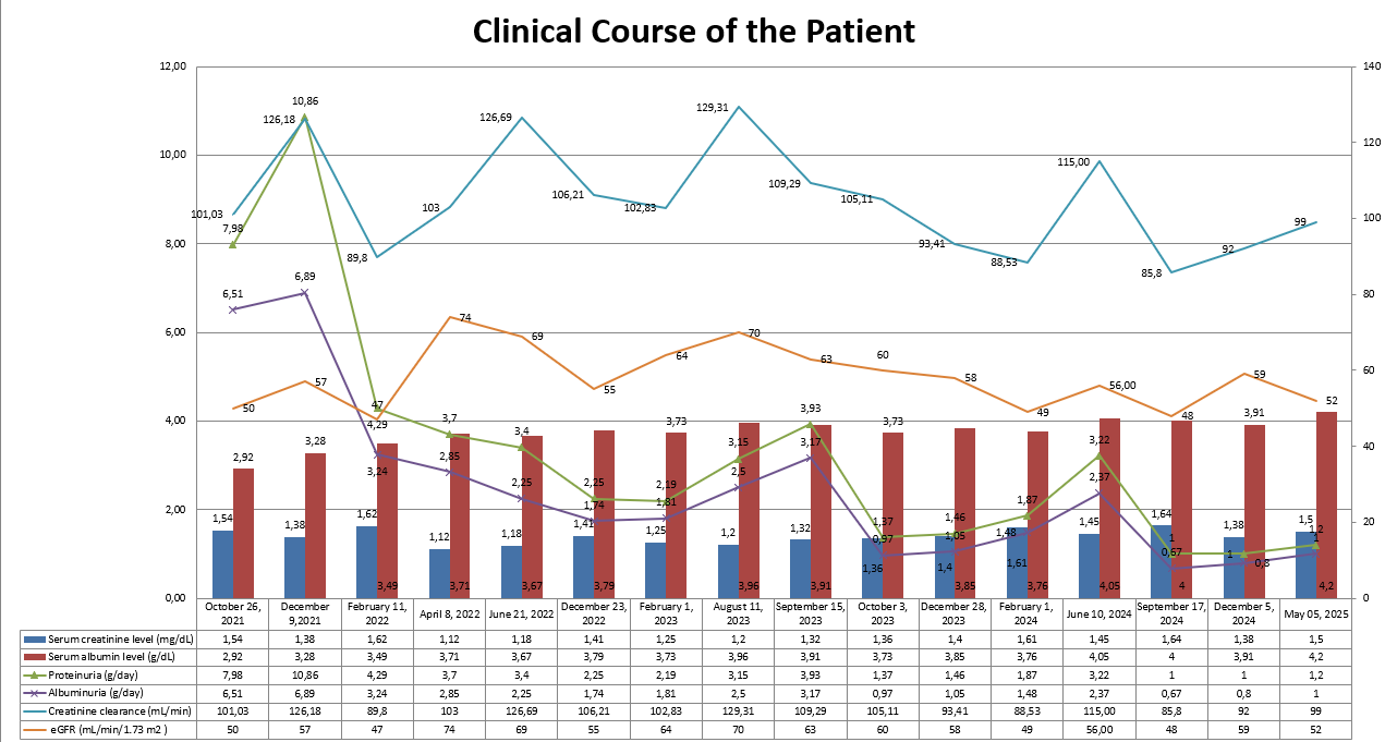 Clinical course of the patient.