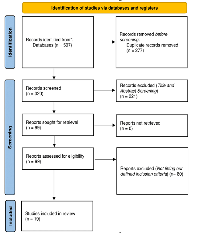 PRISMA flow chart diagram for our literature review results.